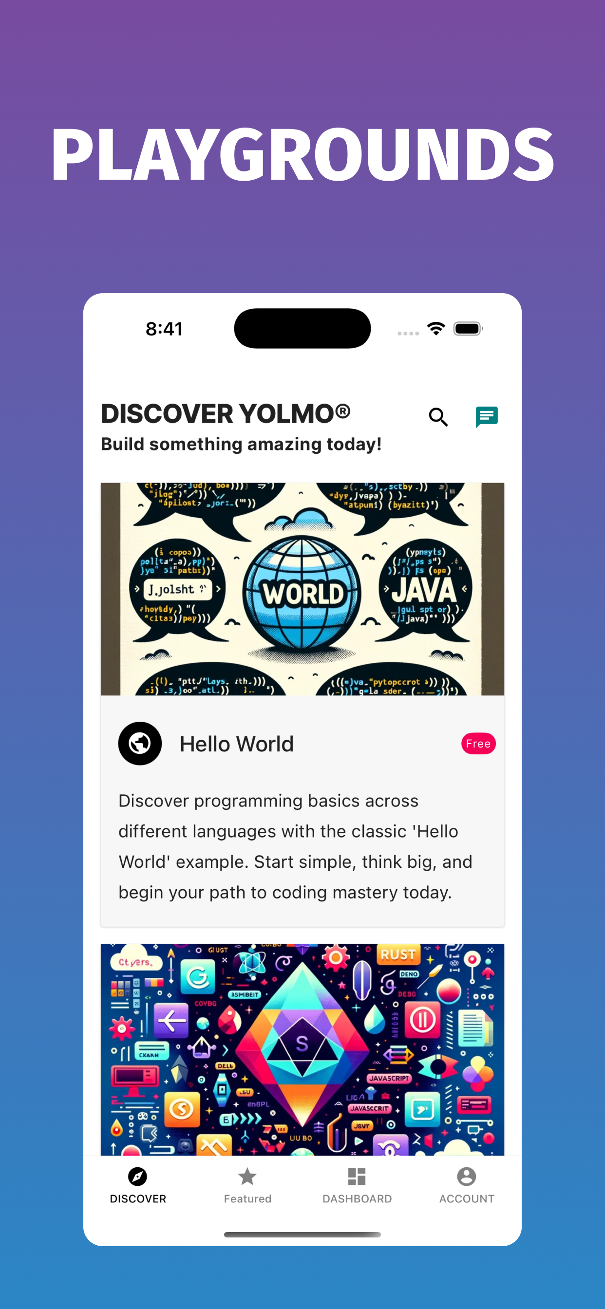 Yolmo playground discovery screen