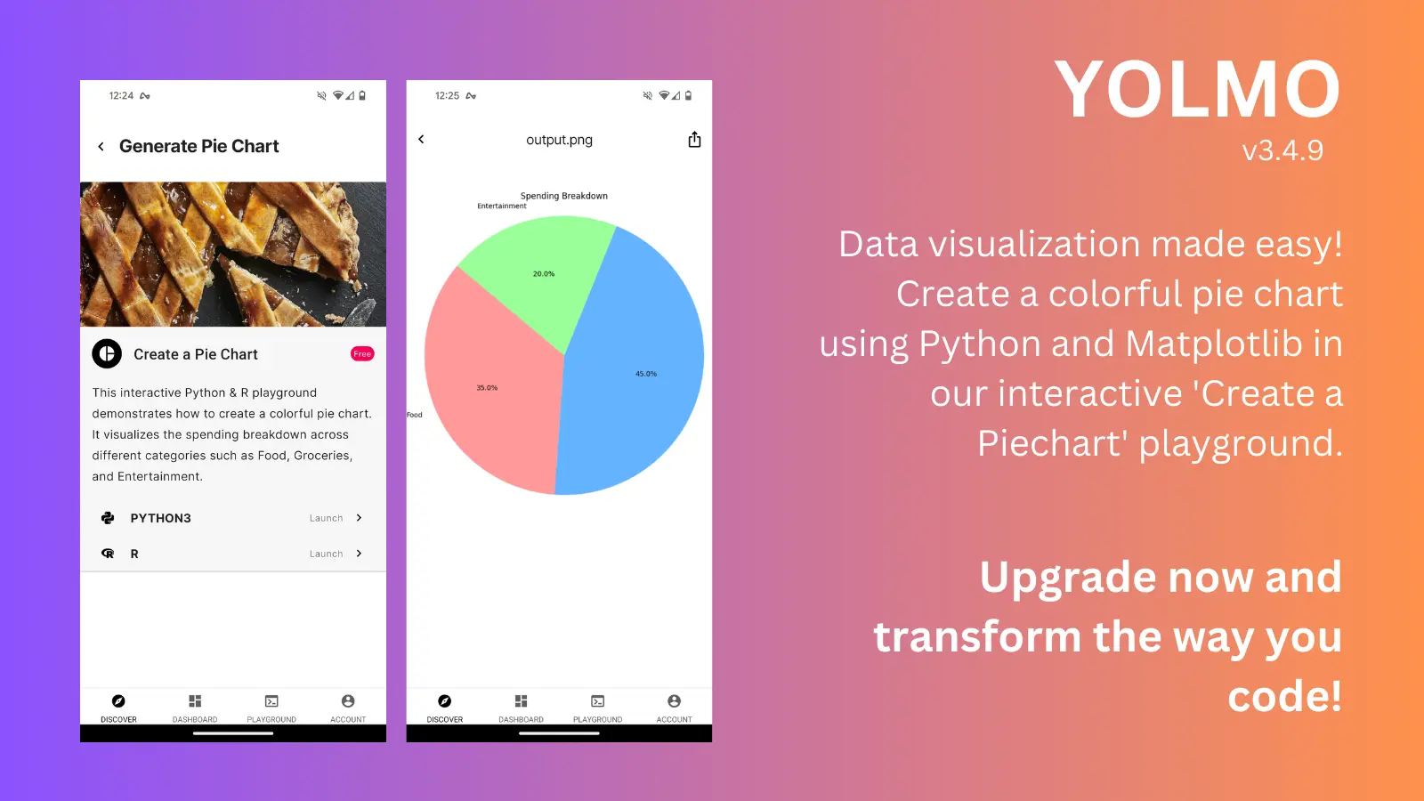 Data visualization made easy! Create a colorful pie chart using Python and Matplotlib in our interactive 'Create a Piechart' playground.